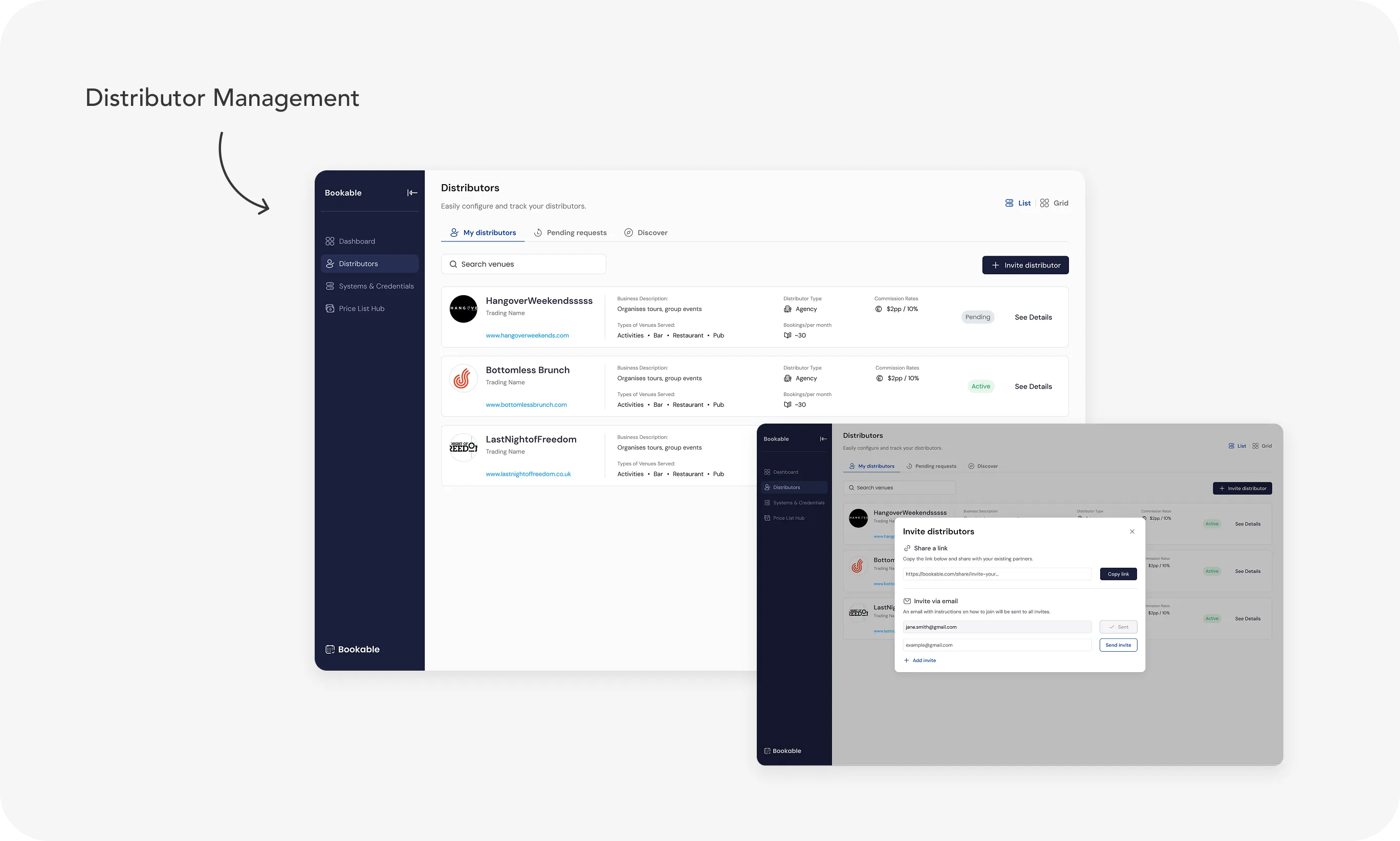 Bookable Distributor Management Image