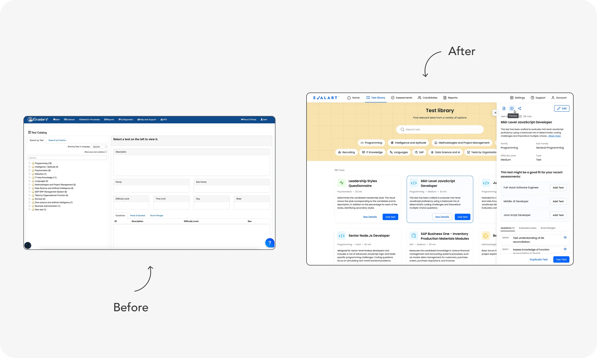 Candidate’s Assessment platform redesign image